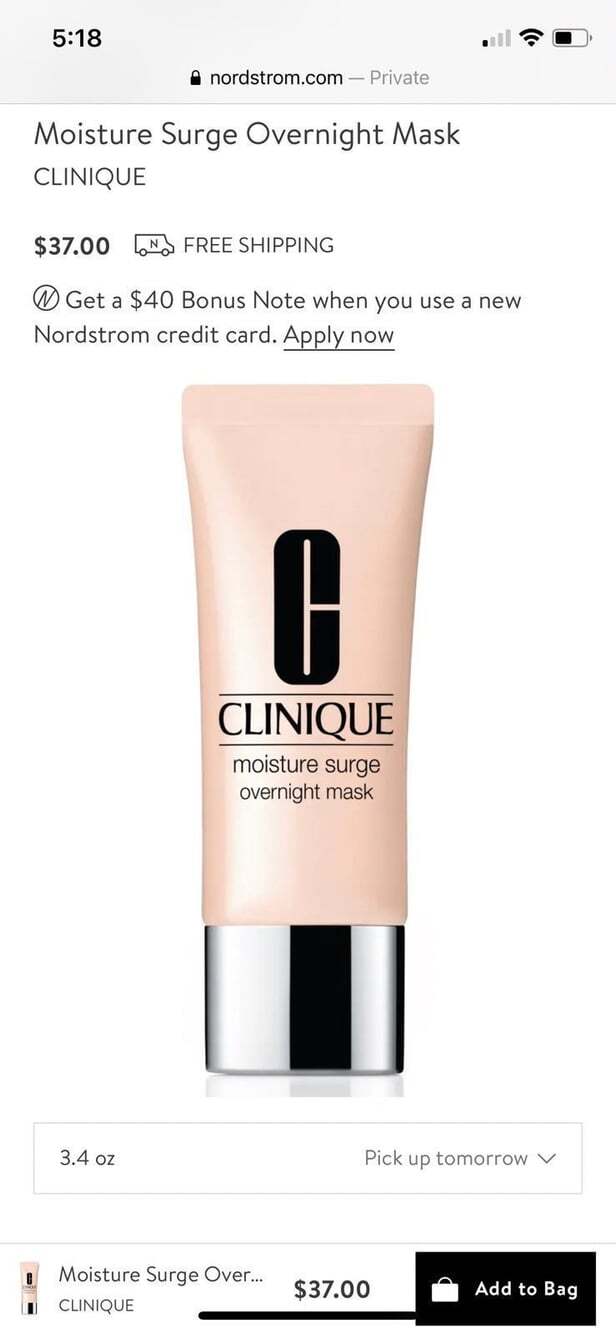 * SeB76* Clinique Moisture Surge Overnight Mask Full size 100ml